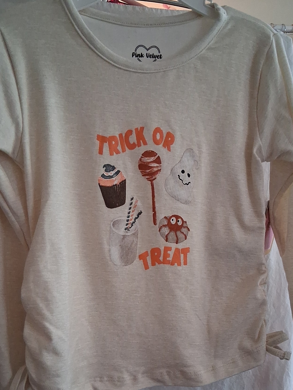 Kids' Cream 'Trick or Treat' Halloween Long-Sleeve Top